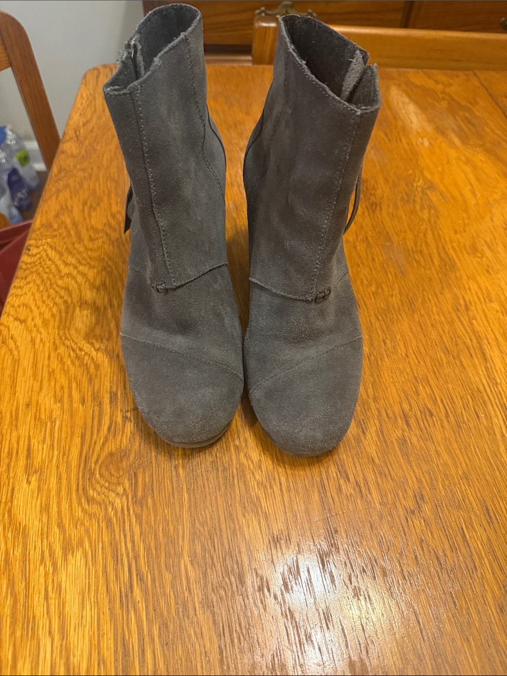 Toms Gray Suede Ankle Booties EUC 9.5